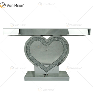 Venta directa de fábrica WXF-508 Mesa de consola con espejo Mesas de consola con forma de corazón de cristal de diamante