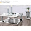 Traje de acrílico de alta calidad, espejo de pared de cristal grande plateado, mesa auxiliar, mesa de centro, juegos de cristal para sala de estar