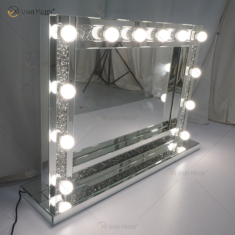 Venetian Styles WXDL-105 Espejo de tocador iluminado con cristal plateado con 12 bombillas para sofás de sala de estar