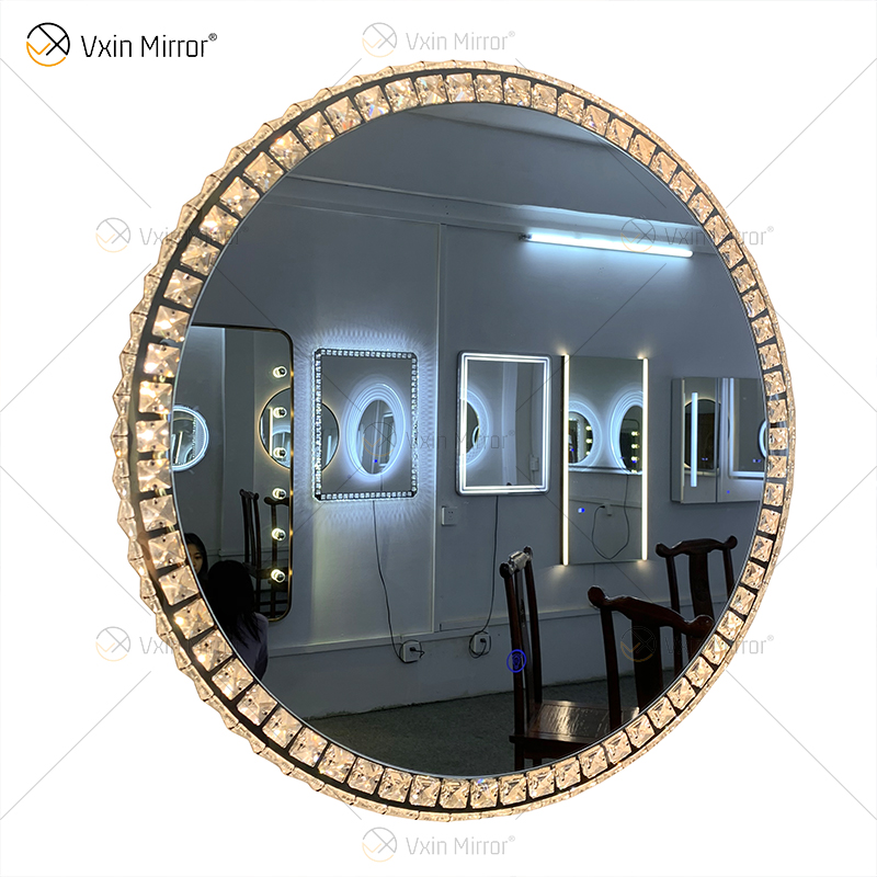 WXDL-115 LED 3 colores luz marco de cristal plateado fuente de alimentación impermeable 4mm espejo de protección ambiental sin cobre