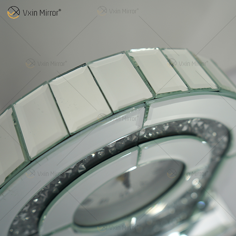 Reloj de mesa rectangular con espejo plateado y diamante triturado WXMC-056 de nuevo diseño de fábrica