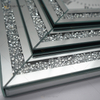 Gran oferta, reloj con espejo, WXMC-078, diamante triturado, decoración de pared plateada, reloj cuadrado elegante