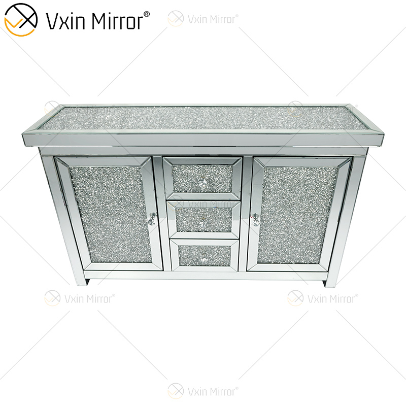 7 cajones WXF-146 Mueble de sala de estar con espejo de plata con cajones Muti