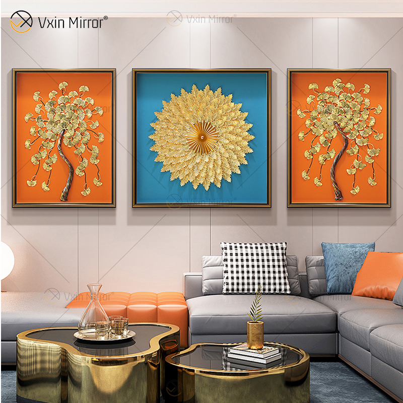 El más nuevo Vxin WXPA-25 3D abstracto arte de la pared de Metal arte de la pared decoración del hogar sala de estar enmarcada para el hogar conjunto para la venta