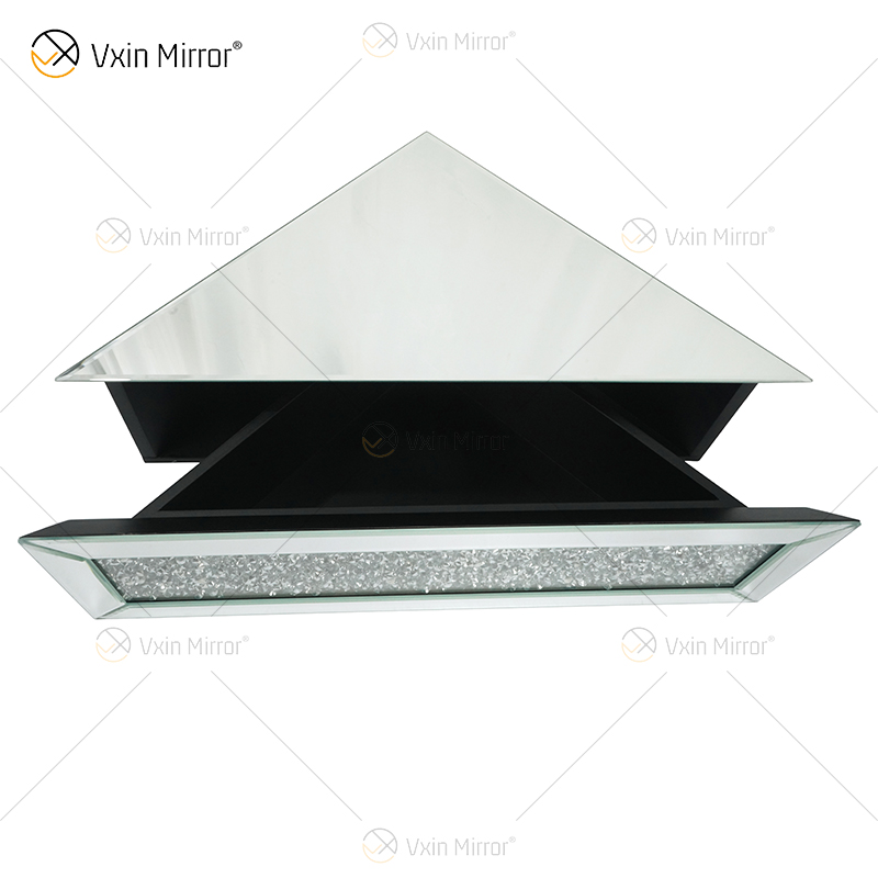 Vxin Factory Supply WXF-153 Decoración de pared plateada Estante de pared rectangular con espejo de diamante triturado plateado