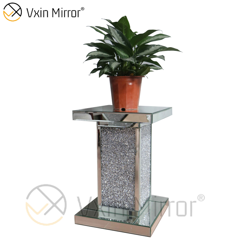 Living Room Decor Vxin WXWF-723 Mesa auxiliar moderna Mesa auxiliar plateada con diamantes triturados