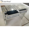 Mesa consola con espejo VXin WXWF-710 Mesa auxiliar plateada con bisel de diamante triturado de dos cajones