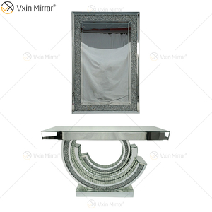 Mesa de consola con espejo 3C de diamante triturado brillante Original de fábrica con muebles de sala de estar con espejo