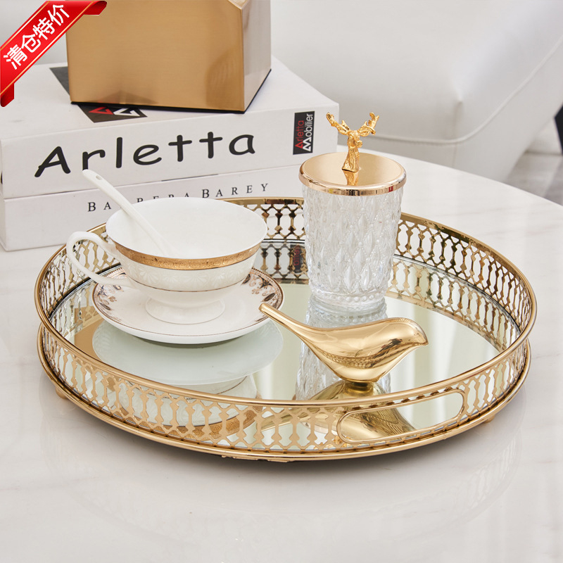 Venta caliente Vxin Espejo WXT-202203 Decoración moderna Marco de metal dorado Bandeja de espejo Bandeja de espejo 6 Tamaño