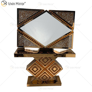 Suministro de fábrica Modern WXF-105 Crystal Diamond Glass Console Table Gold Set Pasillo Muebles