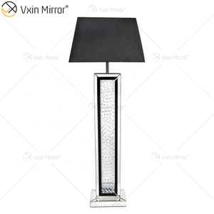 Marco negro WXFL-056 Sala de estar Elegante Plata Moderna Cristal 3D Espejo Lámpara de pie Lámpara de espejo