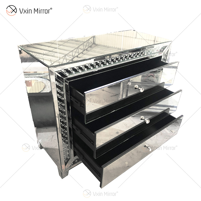 WXF-2140 Cuentas octogonales LED Moda simple Tres cajones LED Gabinete Partido Espejo LED Enchufe personalizado