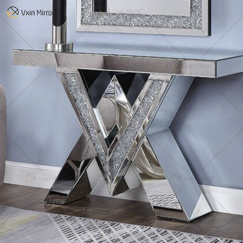 2022 nuevos productos, mesa de consola de diseñador, mesas de consola con espejo de cristal de diamante triturado