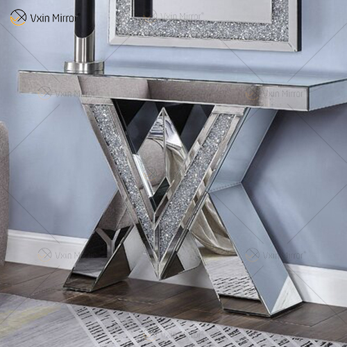 2022 nuevos productos, mesa de consola de diseñador, mesas de consola con espejo de cristal de diamante triturado