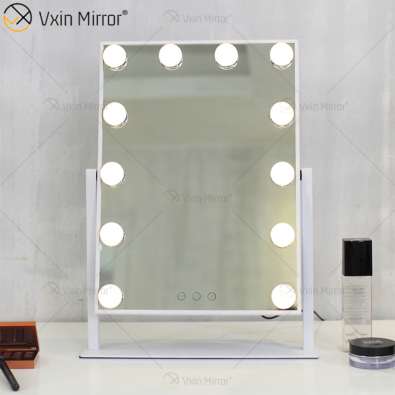 Espejo de tocador de mesa de WXDL-123 decorativo ovalado, espejo de maquillaje de Hollywood con luz Led para dormitorio