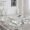Vxin 3D Sparkling Simple Modern Glass Coffee Table Geometry Mirrored Coffee Table Silver Covered para sala de estar