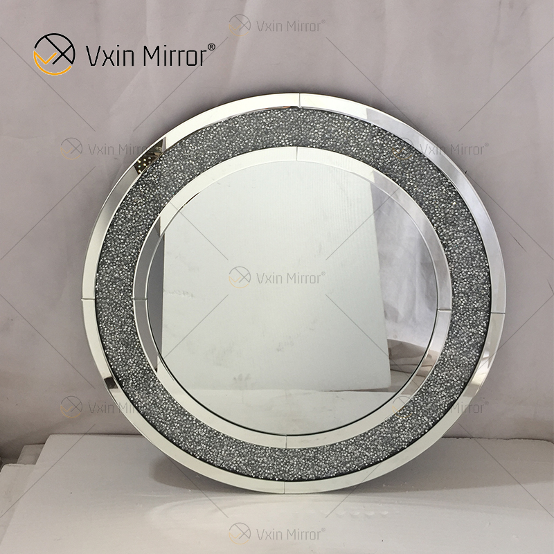 Mesa de consola de muebles para el hogar al por mayor con mesas de consola de diamante de cristal triturado modernas con espejo