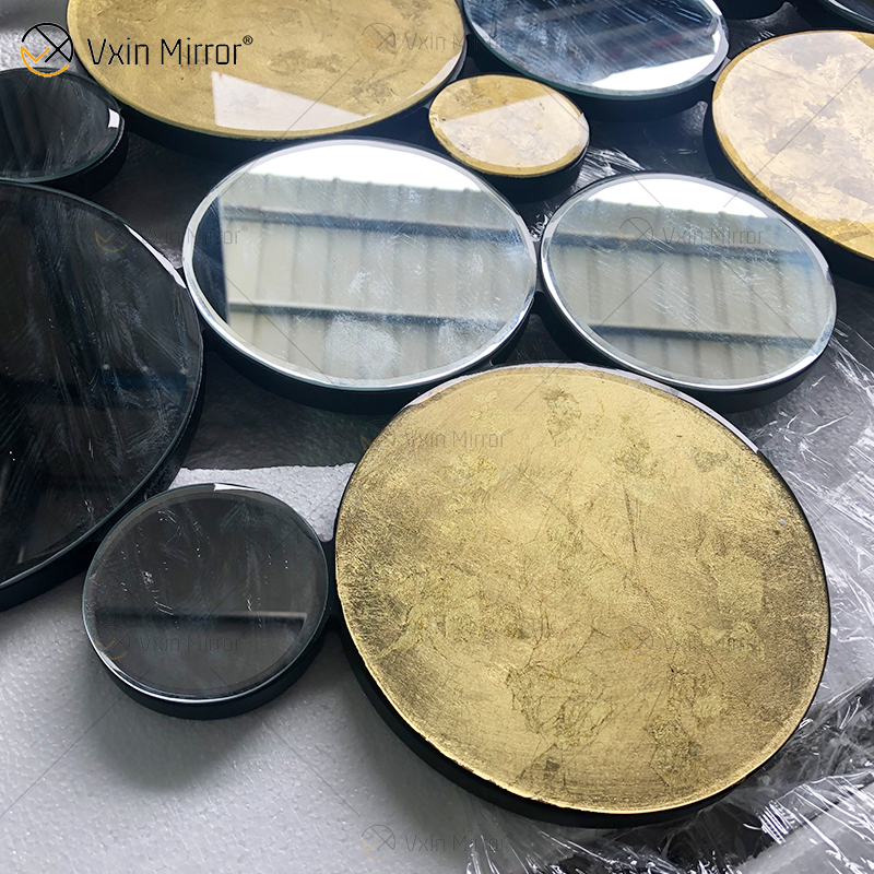 Venta caliente WXM-1961 Golden Leaf 3D Espejo de pared de lujo Espejo de pared antiguo