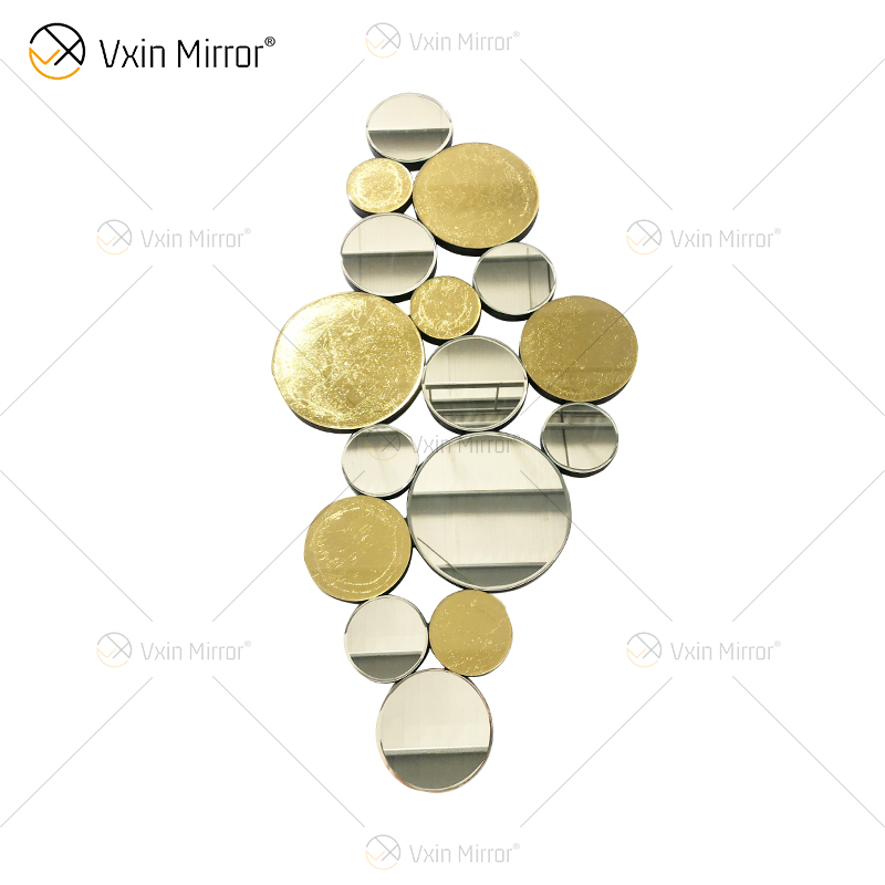 Venta caliente WXM-1961 Golden Leaf 3D Espejo de pared de lujo Espejo de pared antiguo