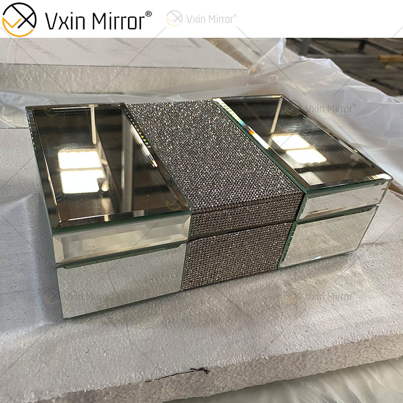 Vxin espejo WXJB-002 plata elegante cristal espejo joyero espejo caja de pañuelos