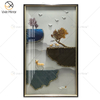 Cuadros de pintura de plumas blancas y azules minimalistas modernos, pósteres de lona redondos de lujo abstractos, impresiones de arte de pared nórdica para sala de estar