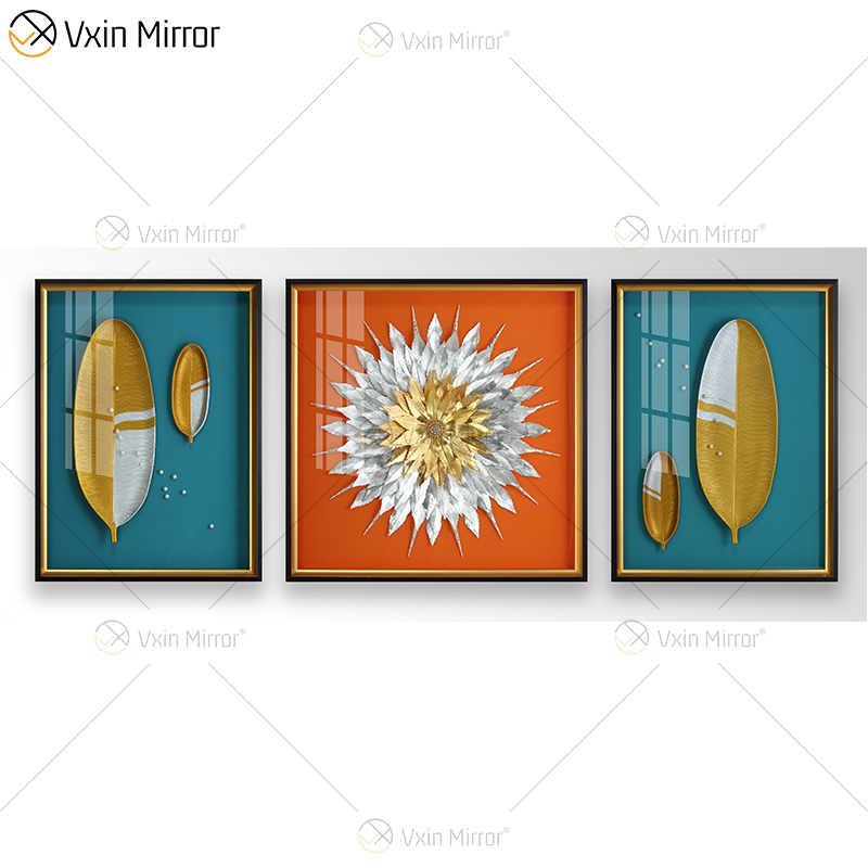 El más nuevo Vxin WXPP-39 3D arte de pared abstracto Metal arte de la pared decoración hogar Decoración lujo sala de estar enmarcada para el hogar conjunto para la venta