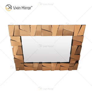 Suministro de fábrica WXM-1064 Decoración de pared Espejo de pared de lujo de vidrio marrón