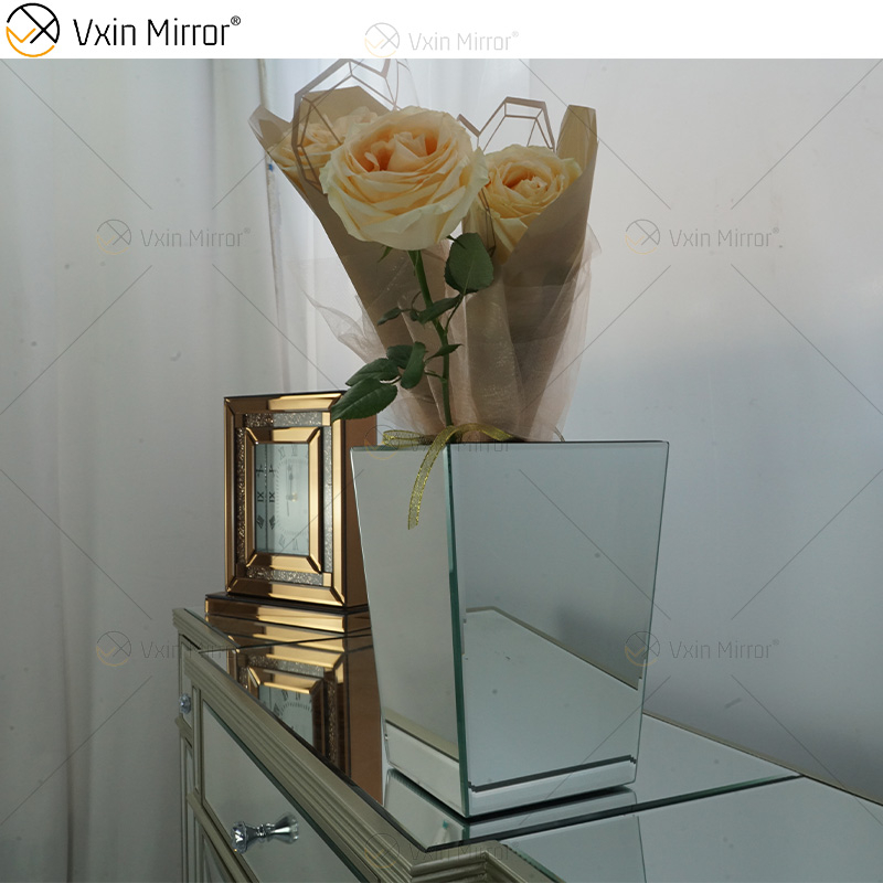 Vxin Mirror WXMV-034 Florero de espejo Florero decorativo de cristal plateado Flor elegante para la decoración del hogar No puede contener agua