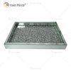 Suministro de fábrica WXMT-016 Bandeja rectangular con espejo de diamante triturado de plata con decoración moderna