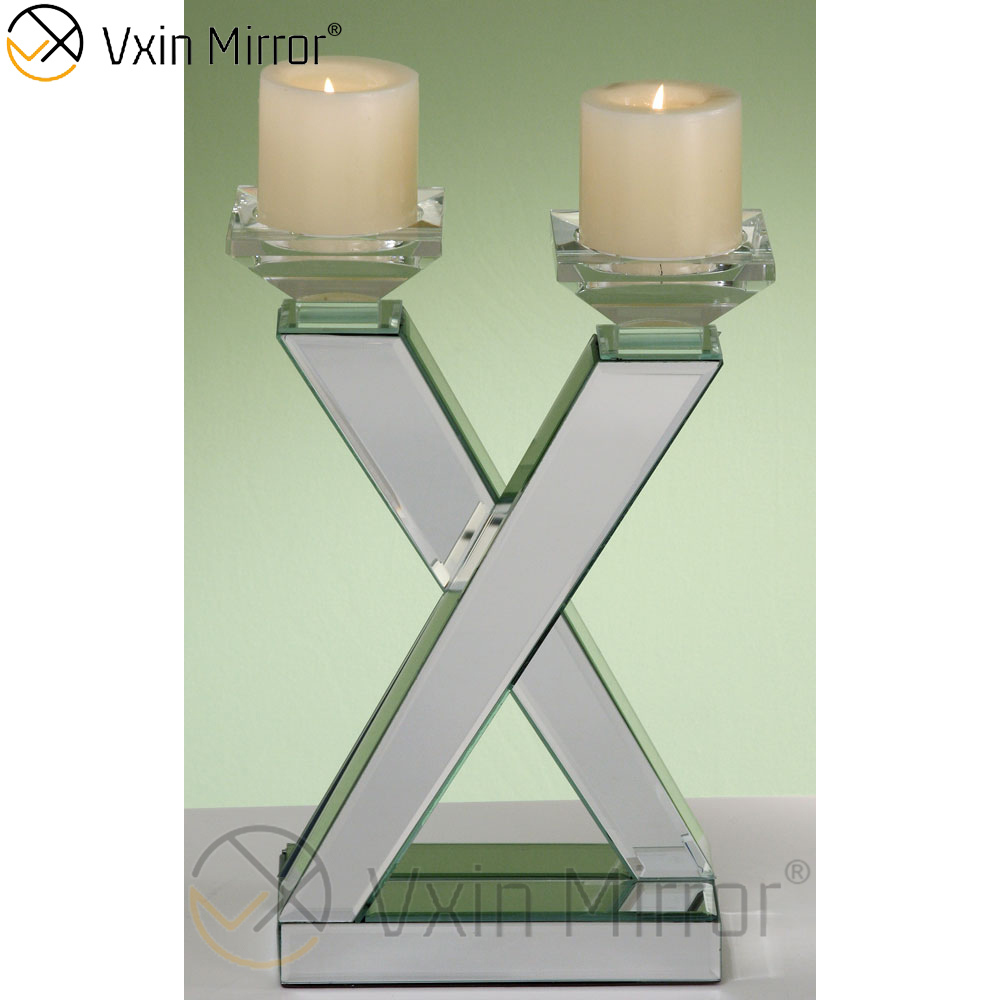 Venta caliente Vxin Mirror WXCH-63 Crystal X Shape Mirrored Candle Holder