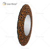 Espejo colgante redondo de pared de cristal plateado con decoración de pared de lujo dorado
