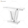 Venta al por mayor de alta calidad, mesa de consola con espejo, consola de mesa de entrada de pasillo de cristal de diamante triturado