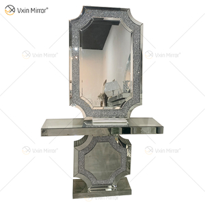 El más nuevo Vxin Mirror Silver Furniture Crush Diamond Console Table Mirrored con espejo de longitud
