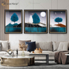 Estilo antiguo Vxin WXPA-003 árboles simples pintura enmarcada espejo pared arte pluma colgante imagen para sala de estar conjunto para la venta
