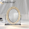 Espejo de tocador de mesa de Hollywood táctil regulable con cristal de diamante decorativo ovalado WXDL-175