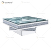 Vxin WXF-158 Mesa de centro con espejo cuadrado de diamante triturado brillante en 3D Mesa de vidrio templado plateado