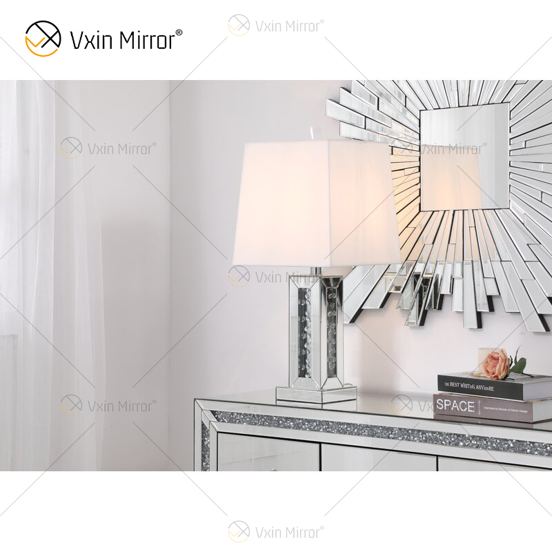 Vxin WXTL-142 Lámpara de espejo de mesa LED de cristal plateado elegante Luz LED de 3 colores para dormitorio