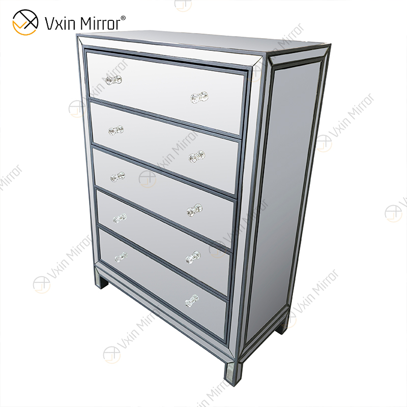 Vxin Mirror WXR-006 Armario plateado para decoración del hogar con 5 cajones