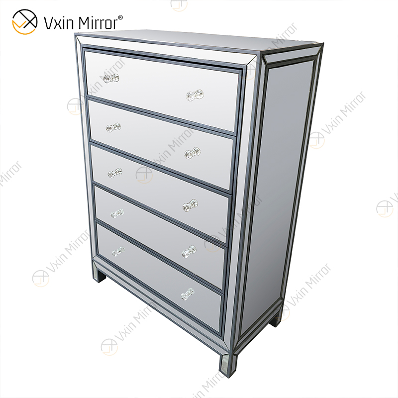 Vxin Mirror WXR-006 Armario plateado para decoración del hogar con 5 cajones