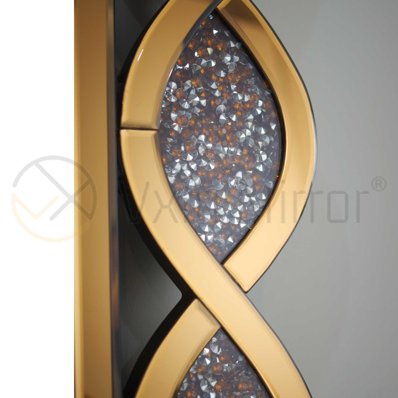 Muebles espejados para el hogar Espejo de consola rectangular Espejo de pared de diamante triturado