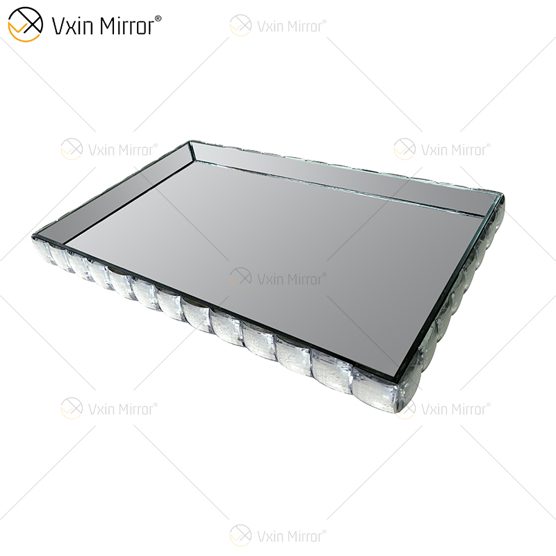 Espejo Vxin WXT-004, decoración moderna, bandeja de joyería rectangular con espejo marrón plateado