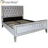 Muebles de suministro de fábrica WXF-785 Marco de plata Cama King con espejo de vidrio blanco