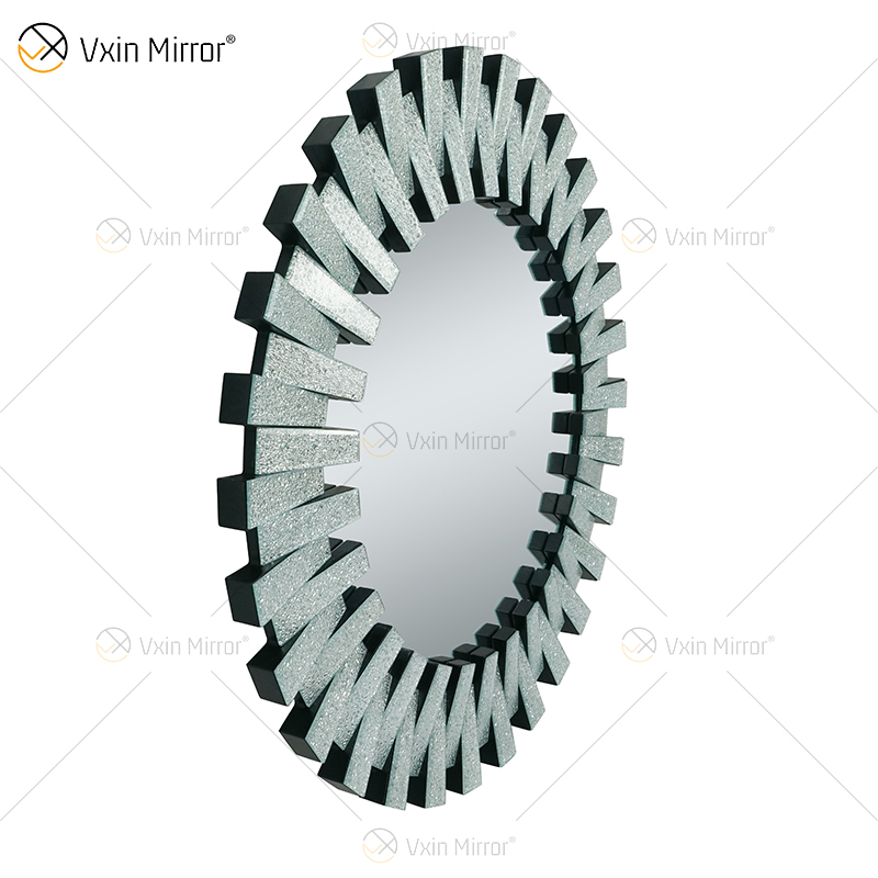 WXM-1138 de alta calidad, decoración de pared, pantalla de diamante, espejo colgante de pared de cristal 3D plateado
