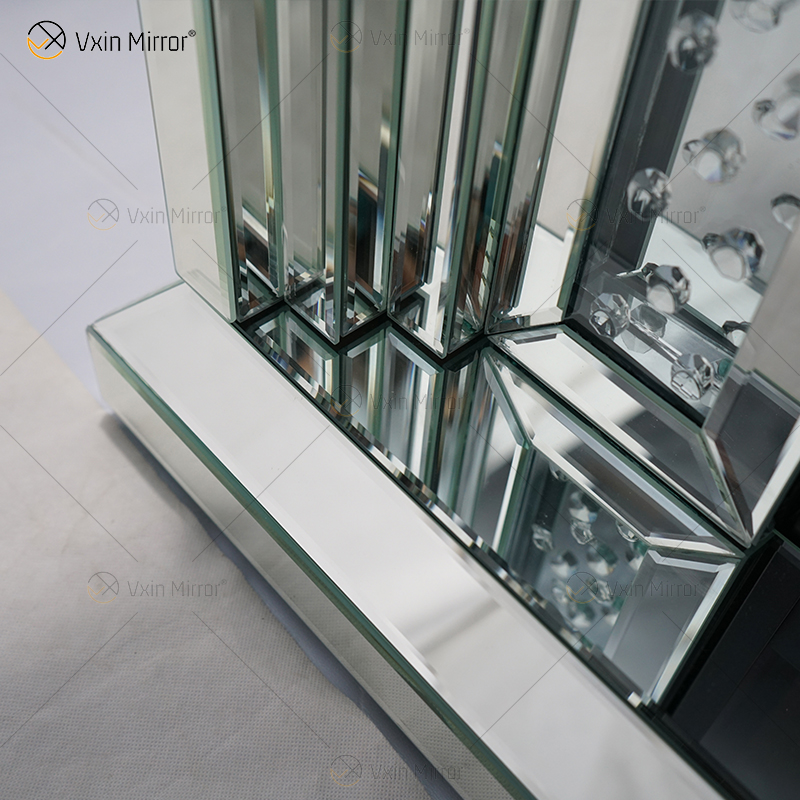 Venta caliente WXWF-1097 Sparkle Electric LED Cristal triturado con inserto de cristal Espejo Chimenea