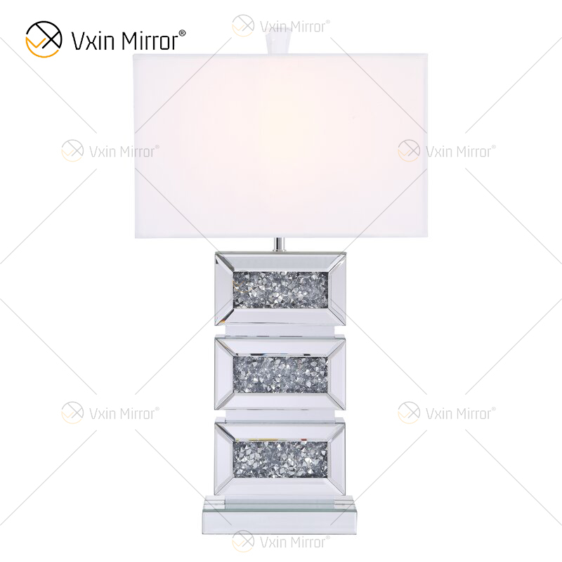 Suministro de fábrica WXTL-141 Lámpara de espejo de mesa LED de acrílico de cristal plateado moderno para luz cálida