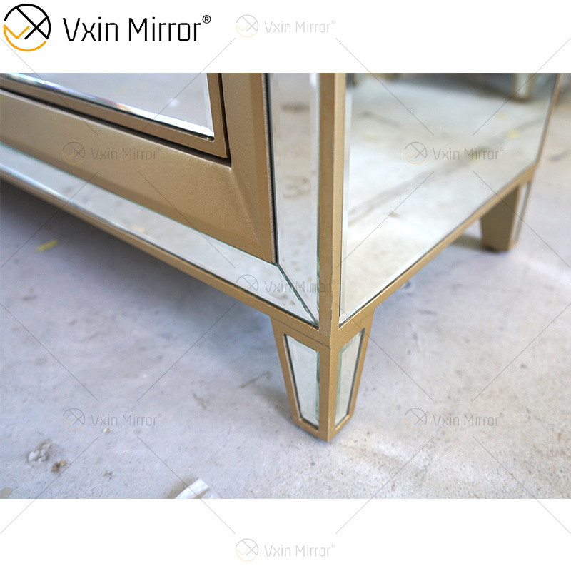 Aparador de diseño dorado Champage WXF-268 Gabinete de armario con espejo de lujo con cajones Muti