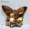 Moderno dos colores plata marrón espejo mariposa 3d espejo pared arte hogar Decoración pared marco en muebles de sala WXM-1097