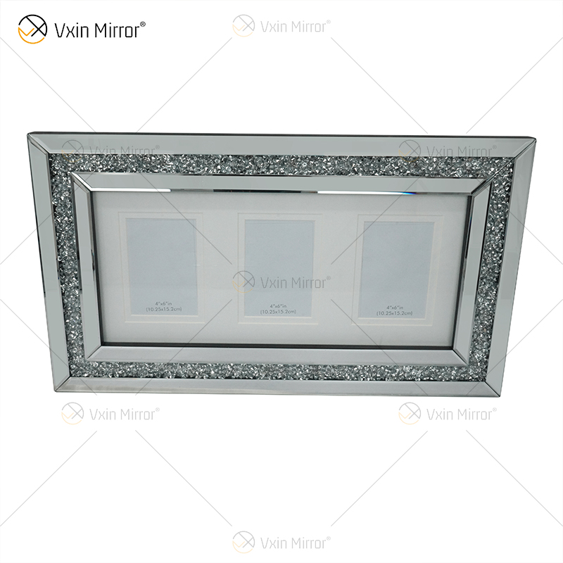 Suministro de fábrica, espejo de pasillo hecho a mano plateado, marco de fotos, espejo, arte de pared, decoración del hogar para sala de estar, sofá, muebles, WXPP-16