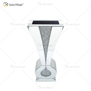 WXMV-004-1 Home Hotel Decor Indoor Silver Crushed Diamond Mirrored Large Follower Pots Espejo Florero