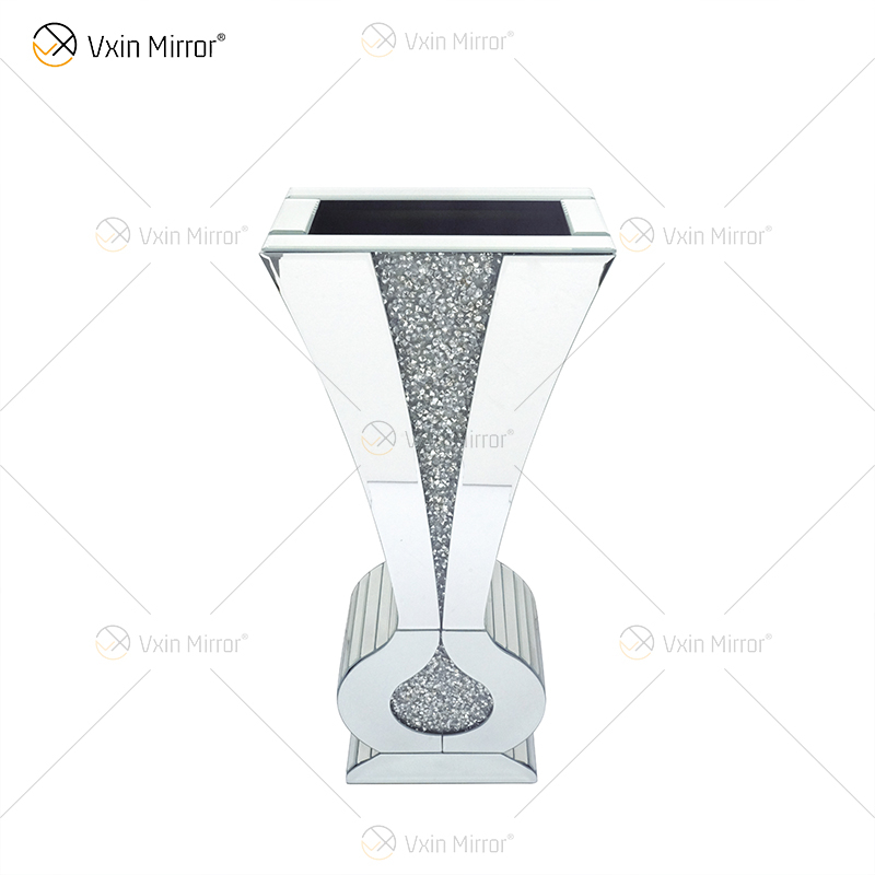 WXMV-004-1 Home Hotel Decor Indoor Silver Crushed Diamond Mirrored Large Follower Pots Espejo Florero